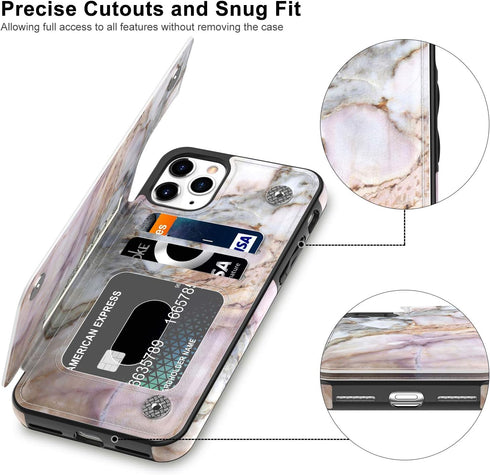 LETO for iPhone 11 Pro Max Case,Leather Wallet Case Flip Folio Cover with Fashionable Designs for Girls Women,Card Slots Kickstand,Protective Phon...