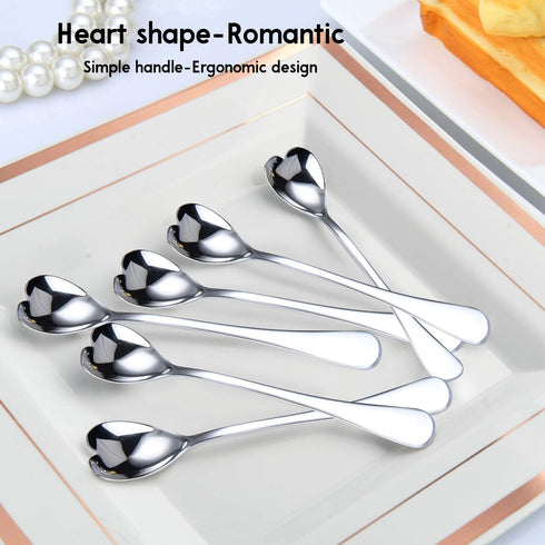 Mini Coffee Spoons, Demitasse Spoons, heart shaped spoons, 4.9-inch18/10 Stainless Steel Spoons Set Espresso Spoons, set of 6...