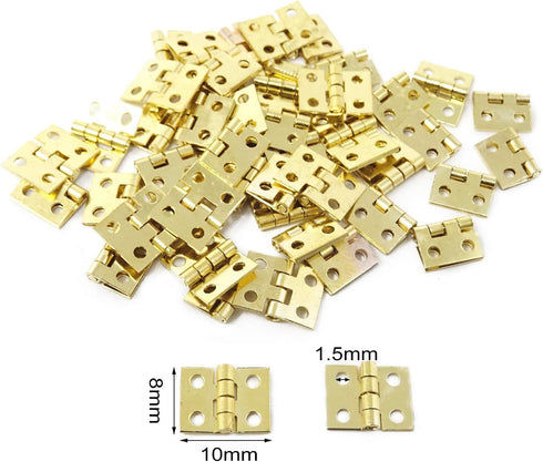 Honbay 50PCS Miniature Dollhouse Hinges Jewelry Box Tiny Hardware Accessories with 200PCS Screws (Gold)...