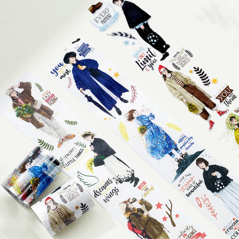 WT Twilight Zone Wide Washi Tape, Single Roll, Original Designs, Modern Girls Decorative Tape, Fashion Characters Figures, Washi Tape for Journali...