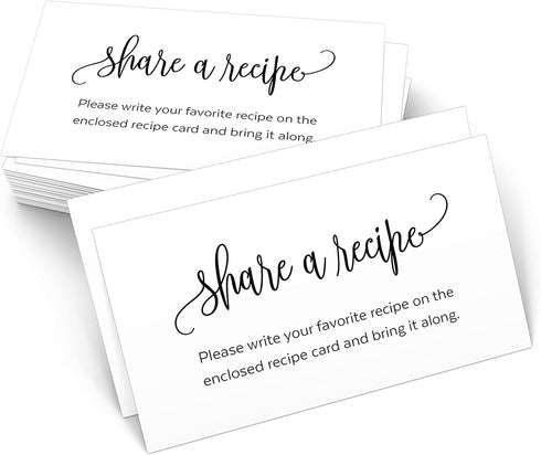 321Done Request a Recipe Card, Made in USA - 3.5x2 White, Modern Script - Little Share a Recipe Insert Card for Bridal Shower Game, Keepsake, Heav...