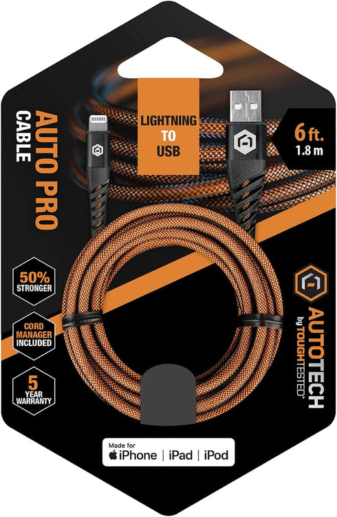 AT-DCL6-BK 6-Foot PET MFi Certfied Lightning Cable...