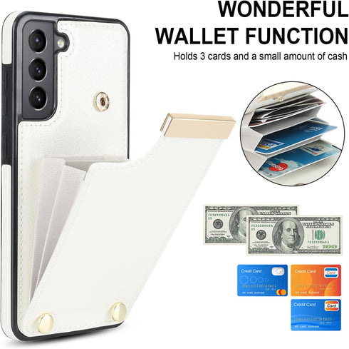 Asuwish Phone Case for Samsung Galaxy S21 FE 5G Wallet Cover with Tempered Glass Screen Protector and Leather Purse Credit Card Holder Slot Cell S...