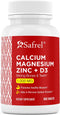 Safrel Calcium Magnesium Zinc with Vitamin D3, 300 Tablets - Calcium 1000 mg, Magnesium 400 mg, Zinc 20 mg & D3 600 IU per Serving...