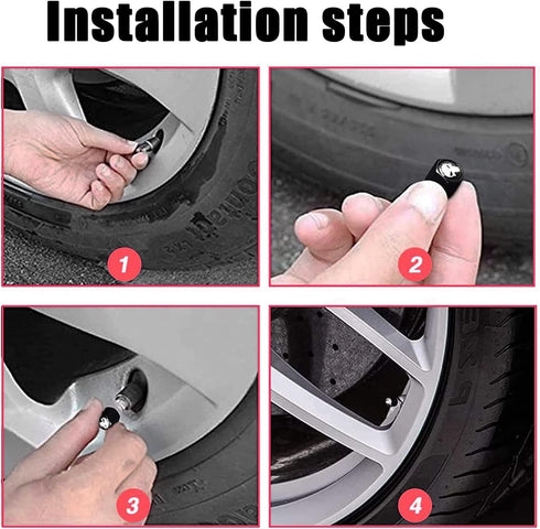 4 Pack Car Valve Stem Caps, Skull Tire Air Valve Caps for Car, Universal Tire Wheel Rim Dust Covers (Black & White)...