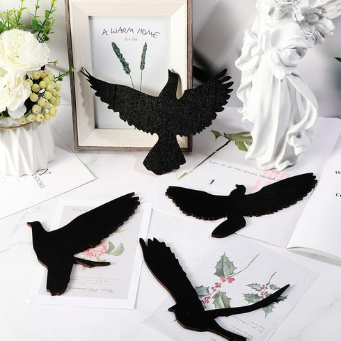 Blulu 4 Pieces Wooden Bird Wall Decor Flying Bird Sculptures Wall Art Decor Silhouette Art Wooden Sign for Home Living Room Bedroom Kitchen Hangin...