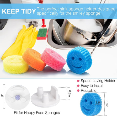 Scrub Dish Sponge Set Color Variety Pack (8 Sponges & 1 Sponge Holder), Scratch-Free Multipurpose Dish Sponges - Bpa Free & Made with Polymer Foam...