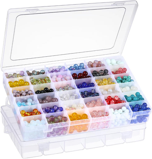1 Pack 36 Grids Clear Plastic Organizer Box with Adjustable Dividers, Small Craft Organizers and Storage, Compartment Container for Bead, Nail, Je...