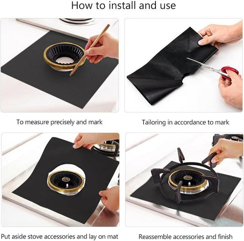 Gas Stove Burner Covers 10 Pack- XZSUN 0.2mm Double Thickness Reusable Gas Range Protectors For Kitchen&Cooking?black?10pack?