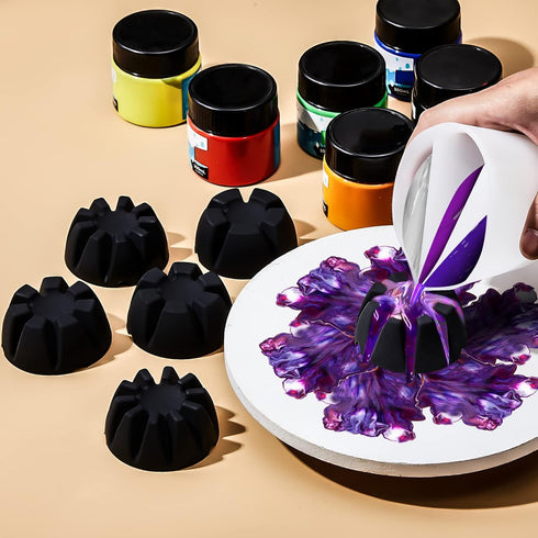6 Pieces Flower Pour Cup for Paint Pouring 6/7/8/9/10 Slot Acrylic Paint Tools Fluid Painting Supplies Flower Strainer for DIY Pouring Paint and C...