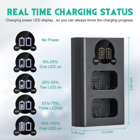 Kimaru NP-FW50 Battery Charger, Double Slot NP-FW50 Charger for Sony BC-TRW Charger, ZV-E10, Alpha A6000 A6300 A6400 A6500 A5000 A5100 A7 A7II A7R...