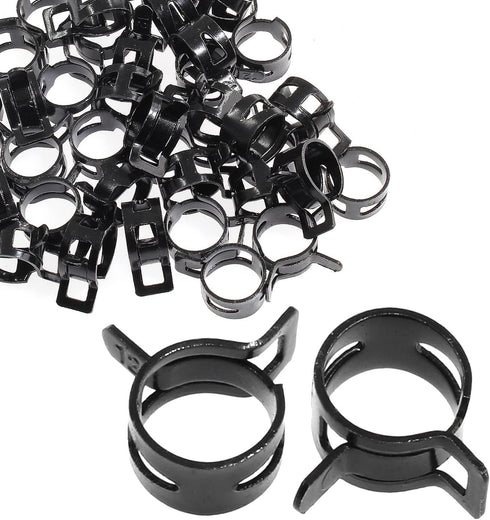 40 Pcs 1/3 Inch ID Spring Band Type Clamps, 8mm Fuel Hose Clamps Fasteners, Black Spring Hose Clip for Fuel Hose Line Water Pipe Air Tube Silicone...