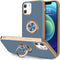 Hython Case for iPhone 12 Case & iPhone 12 Pro Case with Ring Stand, 360° Rotatable Ring Holder Magnetic Kickstand, Shiny Plating Rose Gold Edge S...