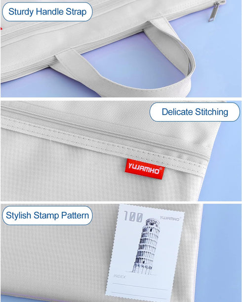 Pendancy Mesh Zipper Pouch 11x13.7 in, Large Double Pocket Waterproof File Bag with Handle, A4 Size Foldable Document Storage for Puzzle Project/C...