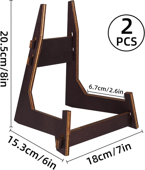 2 Packs 8 Inch Wooden Display Stand, Plate Holder Display Stand for for Display Decorative Photo Frame Stand, Easel Display Stand,Picture Stand,Pl...