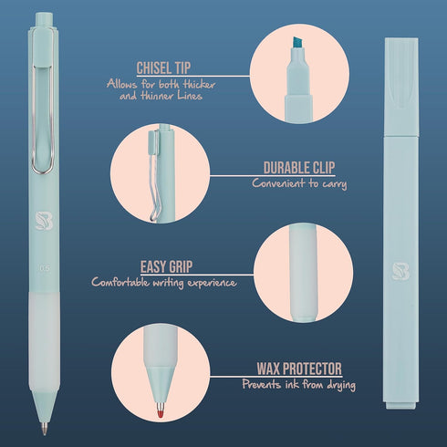 Aesthetic Highlighters and Gel Pens With Soft Ink And Tip, No Bleed Dry Fast Easy to Hold, for Bible Journaling Planner Notes School Office Suppli...