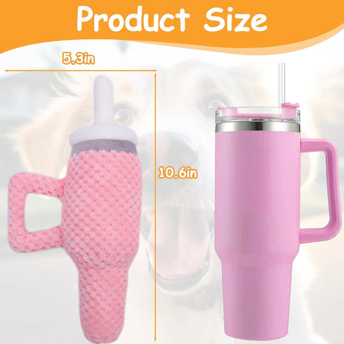 Palksky Cute Pink Tumbler with Handle Dog Toys for Stanley Cup,Upgrade Interactive Dog Toys for Aggressive Chewers,Funny Girl Dog Stuff Toy, Plush...