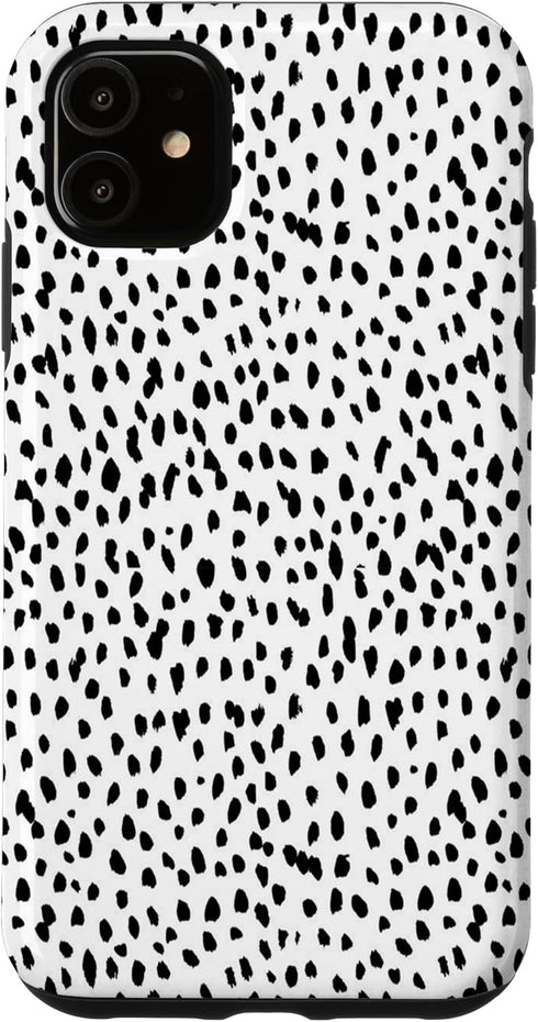 iPhone 11 Dalmatian Animal Print Black And White Black White Case...