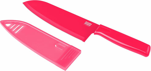 Kuhn Rikon Colori Chef’s Knife with Safety Sheath, 6 inch/15.24 cm Blade, Red...