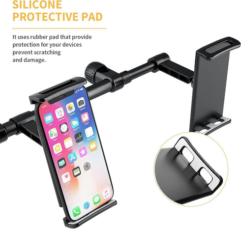 Headrest Tablet Holder with Dual Adjustable Positions,360° Rotation headrest Tablet Holder, Universal ipad Holder for car Backseat for 4" to 11" i...