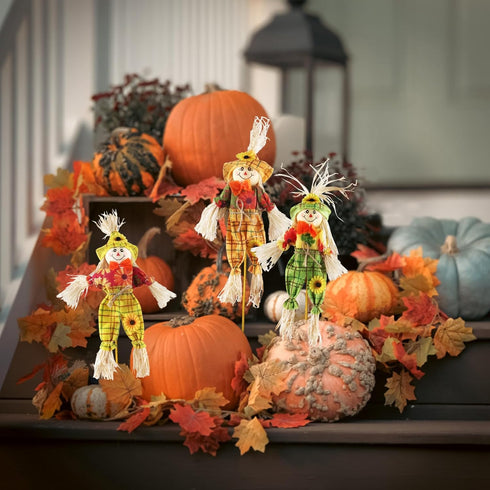 IFOYO 3 Pack Fall Harvest Scarecrow Decorations 15.75 Inch Scarecrows for Garden, Home, Yard, Porch, Thanksgiving Decor...