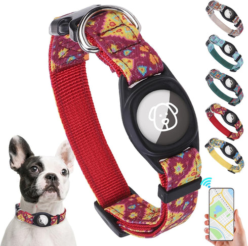 SCENEREAL Airtag Dog Collar for Small Medium Dogs, Dog Collar with Durable Airtag Holder, Compatible Apple Air Tag, Anti-Lost Adjustable Soft Comf...