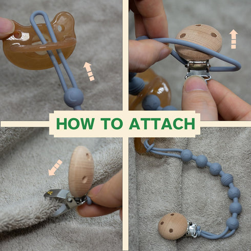 Silicone Pacifier Clip Holder: One-Piece Baby Pacifier Clip, 100% Food Grade Silicone, Pacifier Holder Clip for Boys and Girls,Soft and Flexible P...