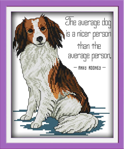 Maydear Full Range of Embroidery Starter Kits Stamped Cross Stitch Kits Beginners for DIY Embroidery kit 11CT 11×15(inch) - Handsome Dog......