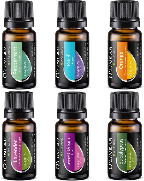 Essential Oils Set - 4 Oils & 2 Blends, Top 6 Oils for Diffusers for Home, Relief, Serenity Dream Oil Blend Aromatherapy, Peppermint, Orange, Lave...