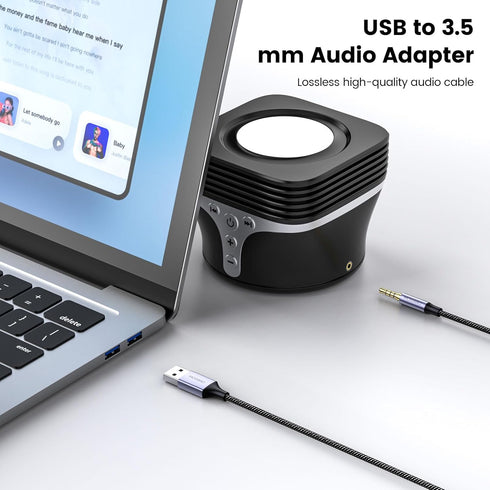 MOSWAG USB to 3.5mm, USB to Audio Jack Adapter with Microphone, USB Male to 3.5mm Male AUX Stereo Audio Converter, Nylon Braided Headphone Jack to...