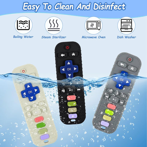 Baby Teething Toys, Silicone Remote Control Shape Teethers Chew Toys for Babies 0-24 Months (Black)...