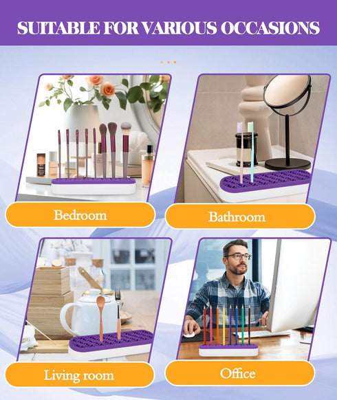 Silicone Makeup Brush Holder, Desktop Cosmetic Storage Box Organizer for Brush, Eyeliners, Cosmetic Tools, Pen, Pencil, Art Supplies, Painting Bru...