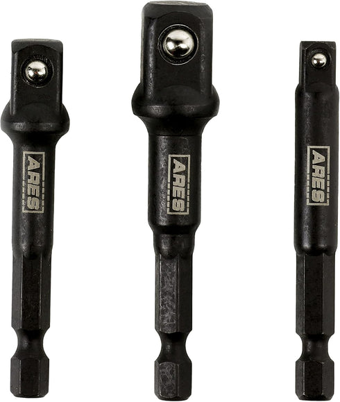 ARES 22022-3-Inch Impact Grade Socket Adapter Set - Turns Impact Drill Driver into High Speed Socket Driver - 1/4-Inch, 3/8-Inch, and 1/2-Inch Dri...