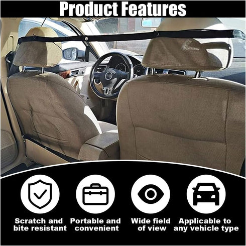 Car Dog Barrier Net, Auto Protection Fence Net Backseat Mesh Pet Barrier, Car Stretchable Obstacle Mesh Divider Net Car Adjustable Safety Mesh for...