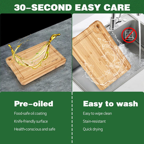 Small Bamboo Cutting Boards for Kitchen, Small Cutting Board with Built-in Handle for Camping Cutting Board, Juice Groove for Fruits Chopping, Min...