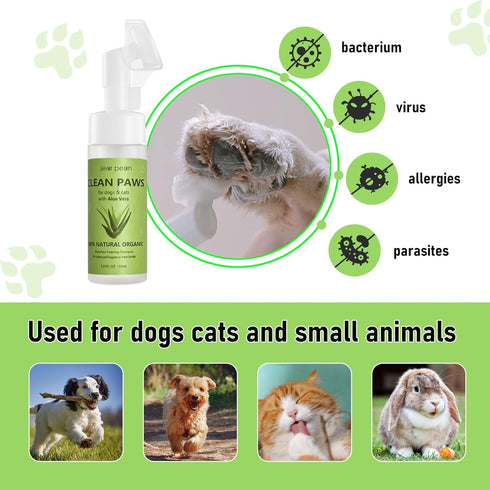 Paw Cleaner for Dogs, Dog Paw Pad Balm, Clean Paws No-Rinse Foaming Cleanser, Natural Sulfate Free Dog Paw Protector, Moisturizes Gentle Deep Clea...