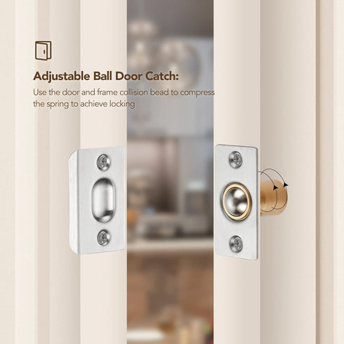 Ravinte Adjustable Ball Door Catch, Closet Ball Bearing Door Latch, Strong Drive Closing Door Accessories for Interior Doors, Solid Brass Body & S...