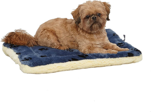 MidWest Homes for Pets Reversible Paw Print Pet Bed in Blue / Cream, Dog Bed Measures 23.5L x 17W x 2.8H for Small Dogs, Machine Wash...