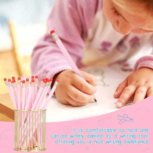 48 Pieces Round Wooden Pencils 2 HB Pencils with Red Eraser Blank Cool Pencils Kids Pencils Wood Unsharpened Pencil for School Drawing Sketching W...