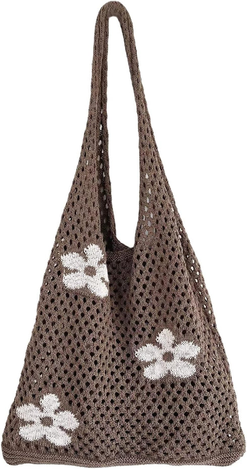 Crochet Tote Bag, Fairy Hobo Bag for Women Aesthetic Bag Y2k Purse Knitted Shoulder Bag for Girls Mesh Beach Bags...