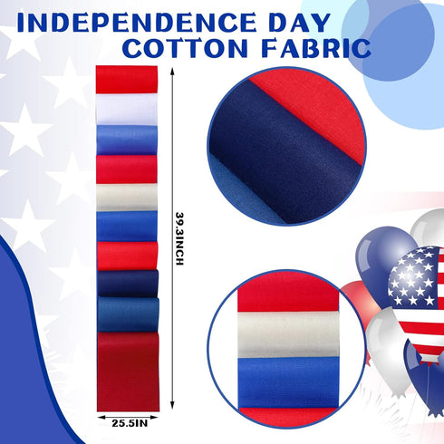 Hosuly 40 Pcs Patriotic Fabric Memorial Day Fabric Strips 4th of July Quilting Roll 2.6 Inch Independence Day Patchwork Roll Fabric Red Blue White...