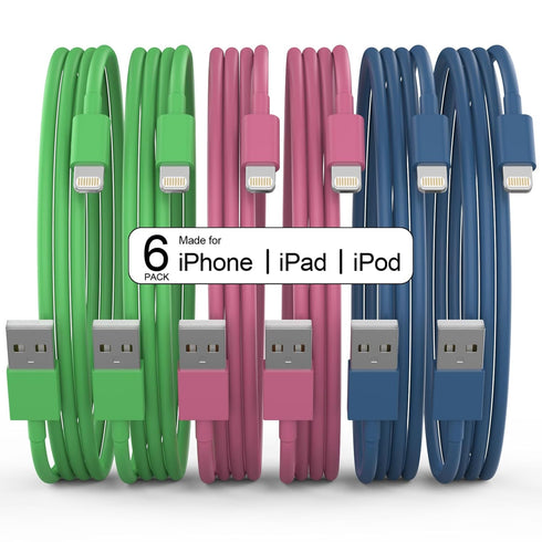 Phone Cable Fast Charging Lightning Cable Phone Cord Compatible with iPhone 14/13/12/11 Pro Max/XS MAX/XR/XS iPad AirPods-Green and Pink and Blue...