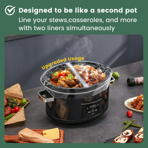 KOOC Slow Cooker Liners 11"x17" 30 count Middle Size Disposable Pot Liners Cooking Bags Fit 3 qt to 4 qt Pot BPA Free Fresh Locking Seal Design...