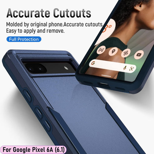 LMDAMZ for Pixel 6A 6.1 Inch Double Layer Hybrid Military Grade Rugged Shock Resistant Drop Case with 1 PCS Magnetic Car Mount and 1 PCS HD Temper...