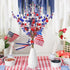 Zerzsy 2pcs Patriotic Berry Picks, Artificial Berry Stems 18" Red Blue Star Floral Picks for Floor Vase Decor, Faux Fur Ball Branches for Home Dec...
