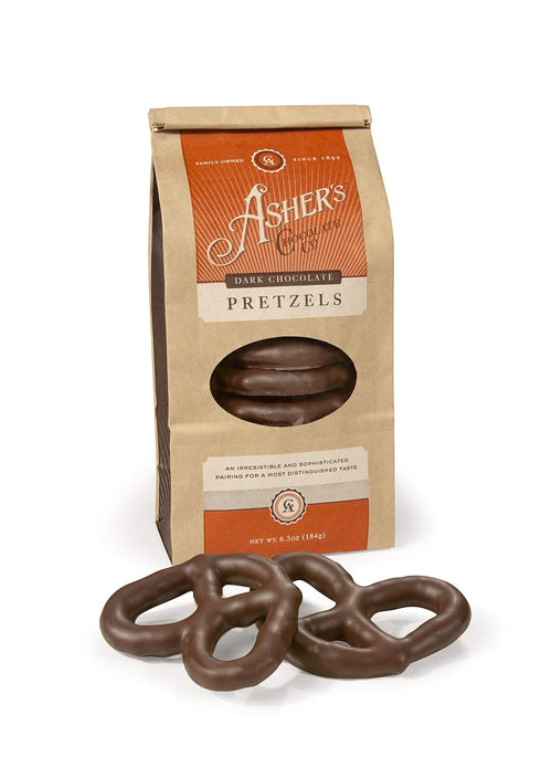 Asher's Chocolates, Chocolate Covered Pretzels, Gourmet Sweet and Salty Candy, Small Batches of Kosher Chocolate, Family Owned Since 1892 (6.5oz, ...