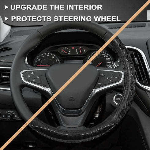 GIANT PANDA Steering Wheel Cover for Chevy Silverado - Car Steering Wheel Cover for Chevrolet Colorado Tahoe - Black...