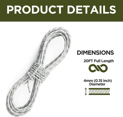 Patio Umbrella Cord Line Rope Heavy Duty Replacement String Green Dot (20 FT)...