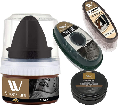 WBM Cleaning Kit, Cleaning Sponge,Instant Shine Sponge With Black Shoe Polish & Cream, Shoe Cleaner, Pack of 4...