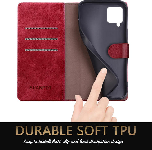 SUANPOT for Samsung Galaxy A42 5G with RFID Blocking Leather Wallet case Credit Card Holder, Flip Folio Book Phone case Shockproof Cover for Women...